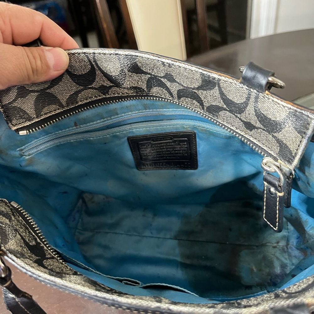 Coach Chelsea Heritage Stripe Tote Bag Purse 14477 Black - Picture 7 of 8